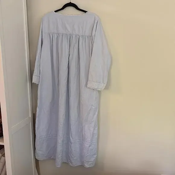 ✅Eileen West 100% Cotton Soft Periwinkle/Lavender Long Sleeve Pajama Gown Dress - Picture 6 of 9